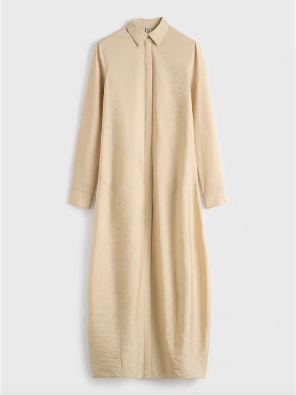 NWOT Toteme Beige Long Shirt Dress with Collar, Size 38 = M - Picture 7 of 10